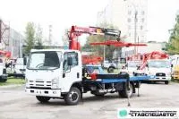 Эвакуатор с прямой платформой и кму Isuzu ELF 7.5